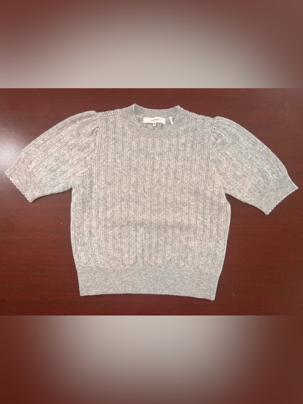 Frame Denim Cashmere Light Gray Cable Knit Sweater